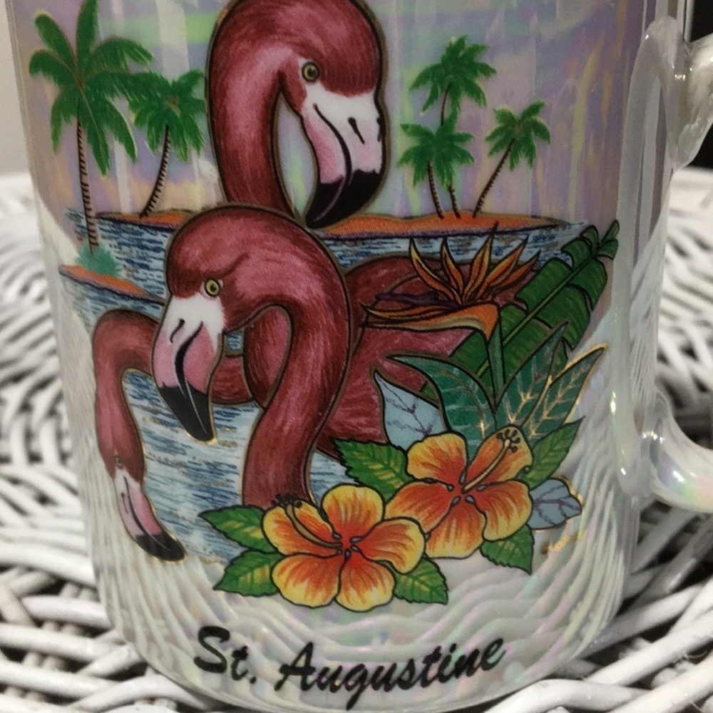 St. Augustine ,Florida Vintage Tourist Souvenir Ceramic Mug Pink Flamingo - Picture 9 of 17